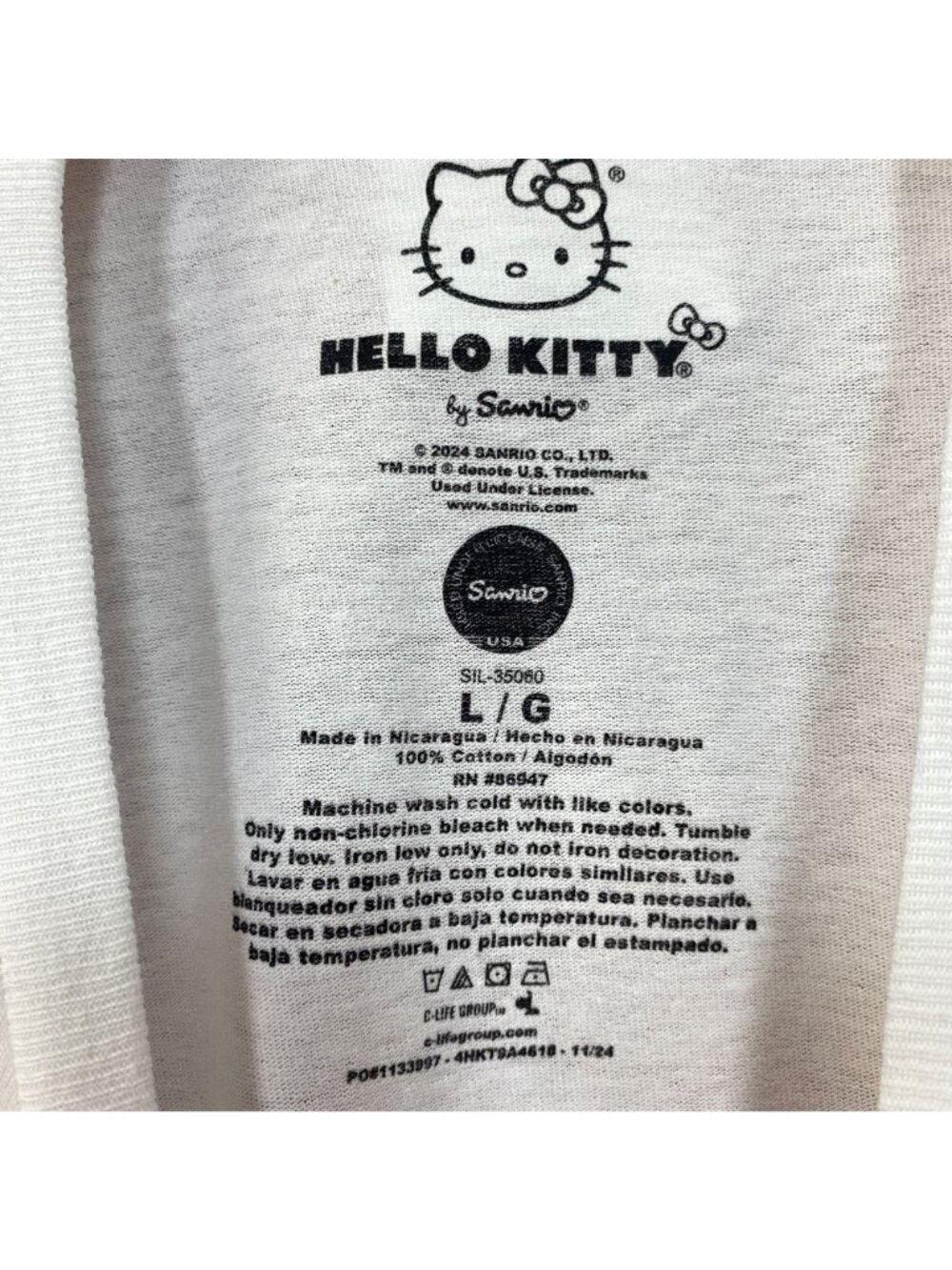 Sanrio Hello Kitty Bolo Tie Cute Graphic T-Shirt Large - Picture 5 of 5